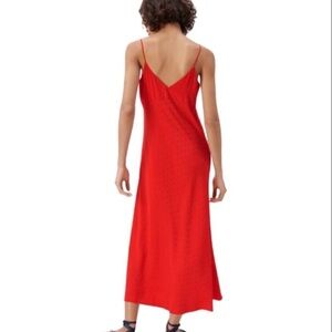 Zara Ruffled Hem Slip Dress Red Large